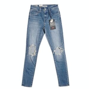 Levis Premium Womens 721 High Rise Skinny Ripped Jeans Rugged Indigo 25x30 NWT
